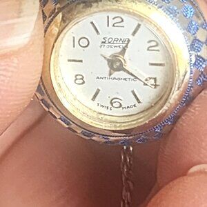 Vintage Sorna 17 jewels Antimagnetic Ball Mechanical Pendant Watch  925 chain